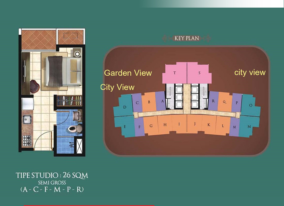 Taman Anggrek Residences Fully Furnished, Studio 26m2, Middle Floor