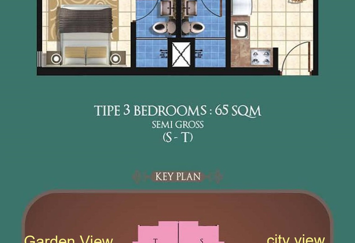 Fully Furnished 3 Bed 65m2 Taman Anggrek Residences at West Jakarta