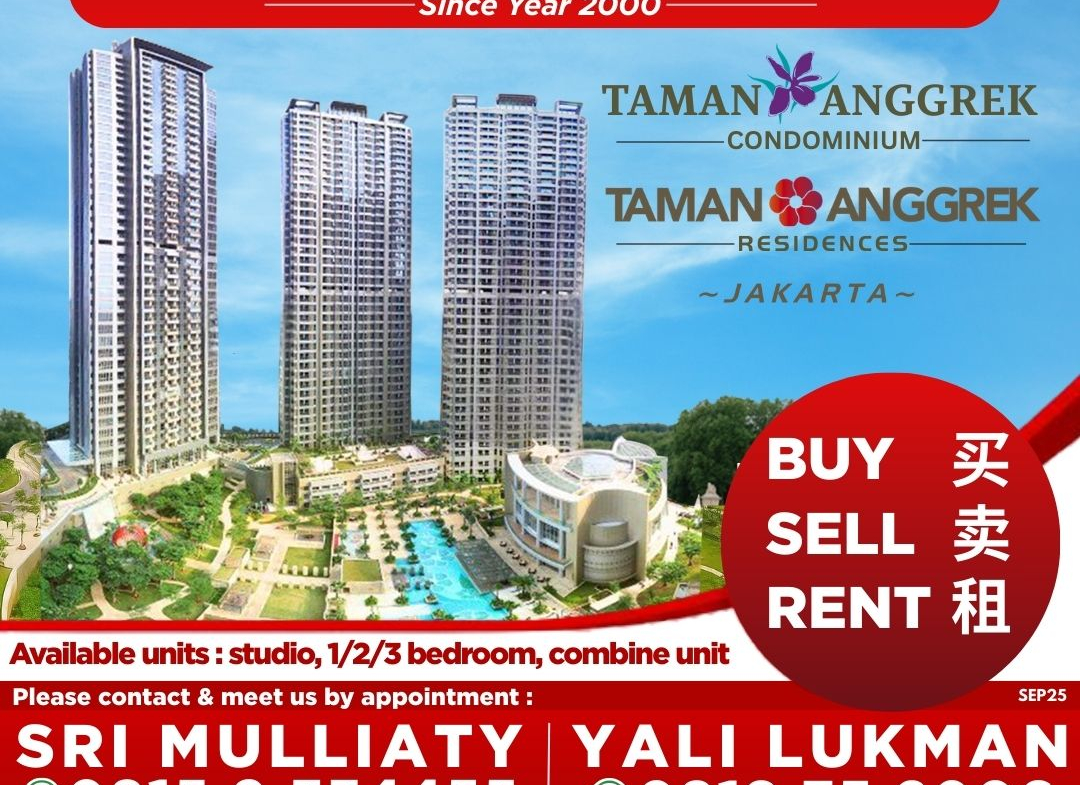 For Sale Taman Anggrek Condominium, 2 Bedroom, Fully Furnished, High Floor