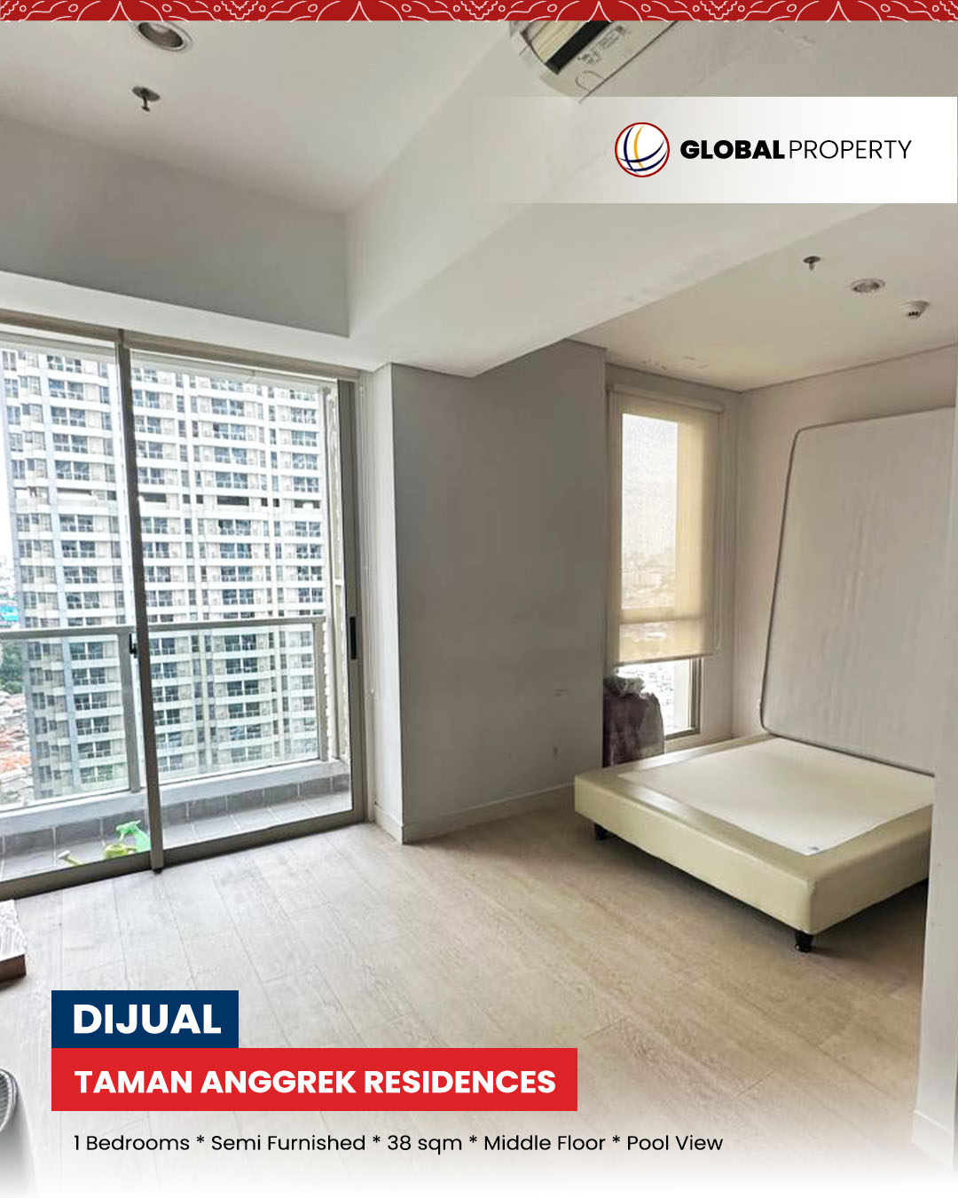 1 Depan TAR jual Dijual 1 milyar, Taman Anggrek Residences 1 Bedroom, Semi Furnished, Pool View