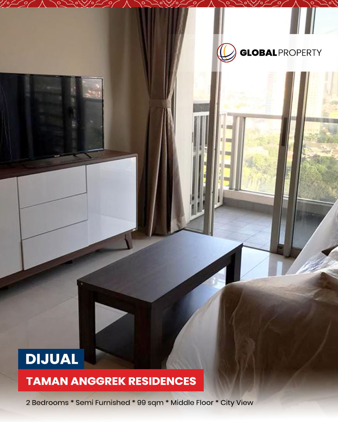 1 Depan TAR jual Best View, Taman Anggrek Residences, Semi Furnished 2 Bedroom, Middle Floor