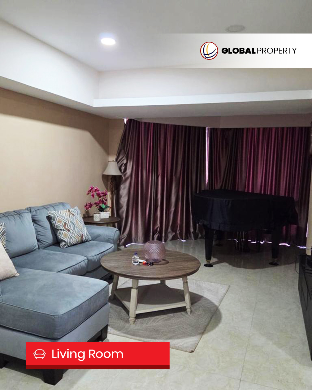 living room Dijual 1.9 milyar, Fully Furnished 2 Bedroom, High Floor, Taman Anggrek Condominium