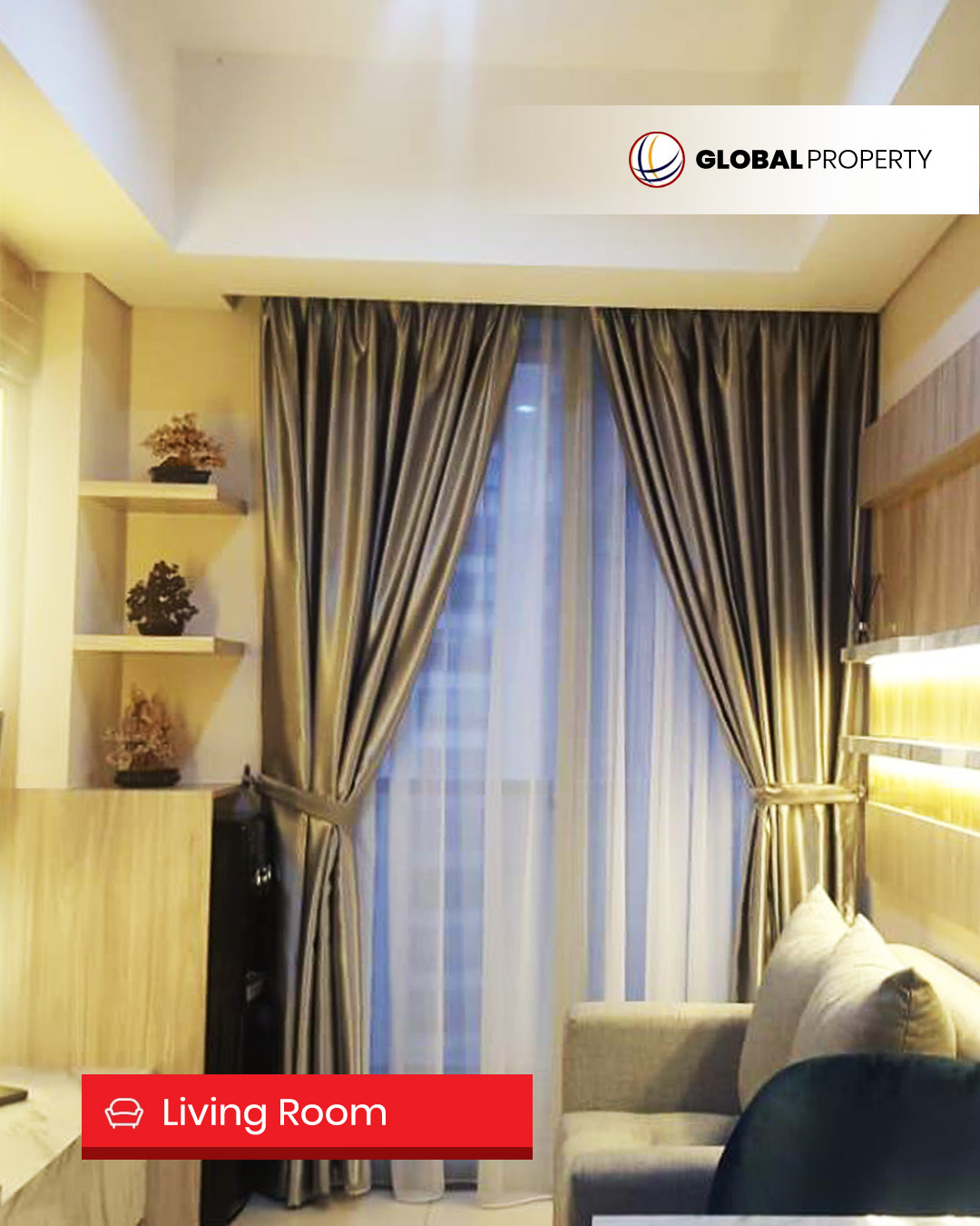 living room Disewa 80jt pertahun, Taman Anggrek Residences, 1 Bedroom, Fully Furnished