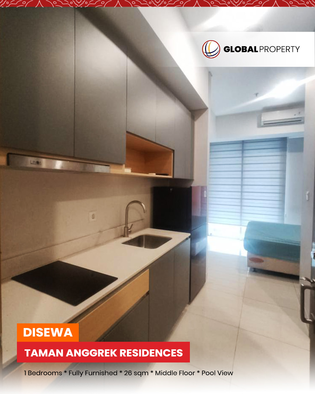 1 Depan TAR sewa Disewa 45juta pertahun, Taman Anggrek Residences Studio 1 Bed, Fully Furnished, Pool View