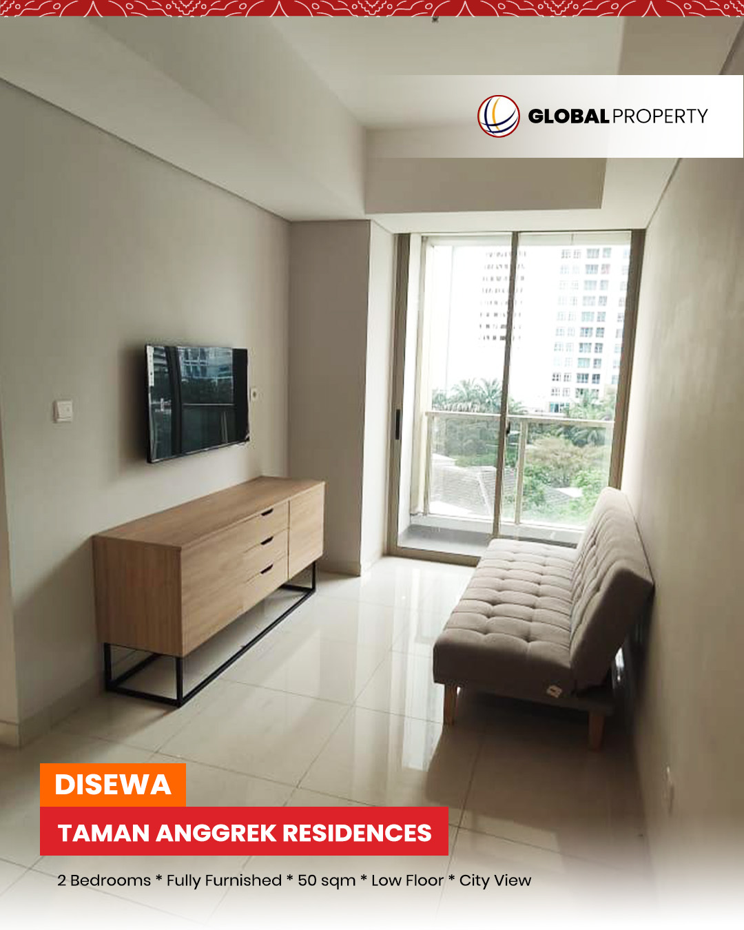 Disewa 90jt pertahun, Fully Furnished 2 Bedroom di Taman Anggrek Residences