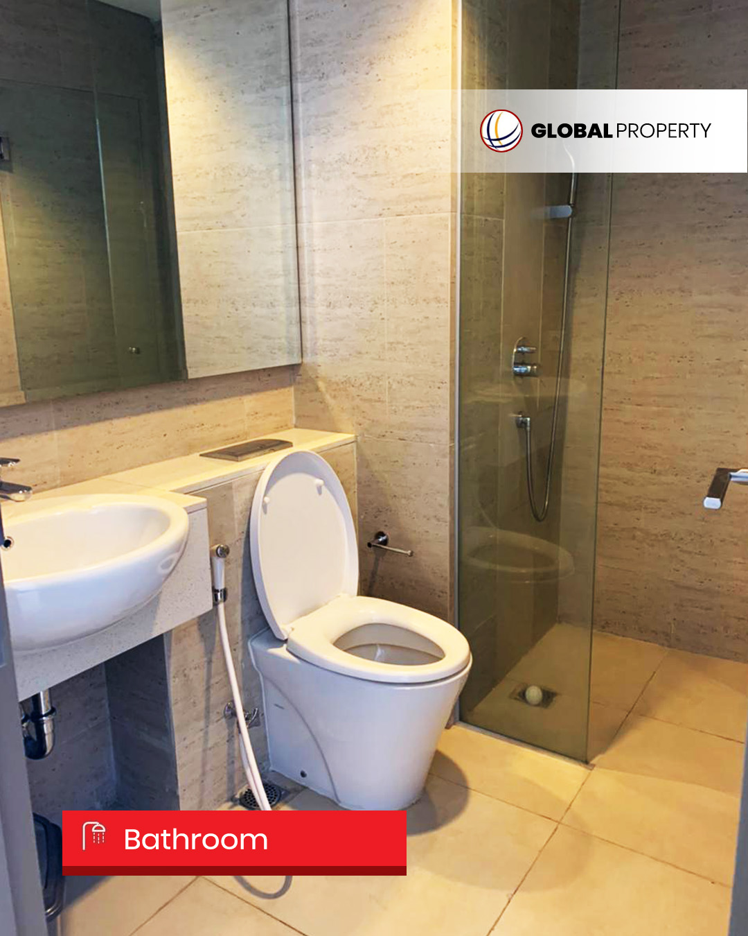 Bathroom Disewa 105jt pertahun, Fully Furnished 3 Bedroom 65m2, High Floor, Taman Anggrek Residences