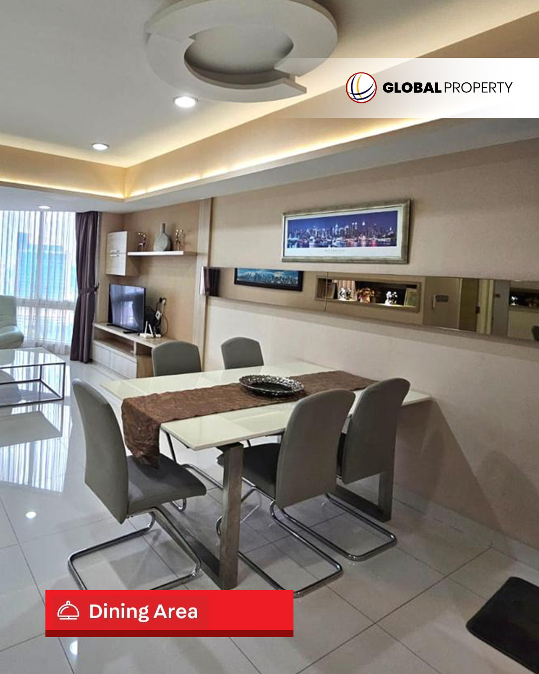 Dining Area Disewa 150jt pertahun, Taman Anggrek Condominium 2 Bedroom, Fully Furnished, Middle Floor