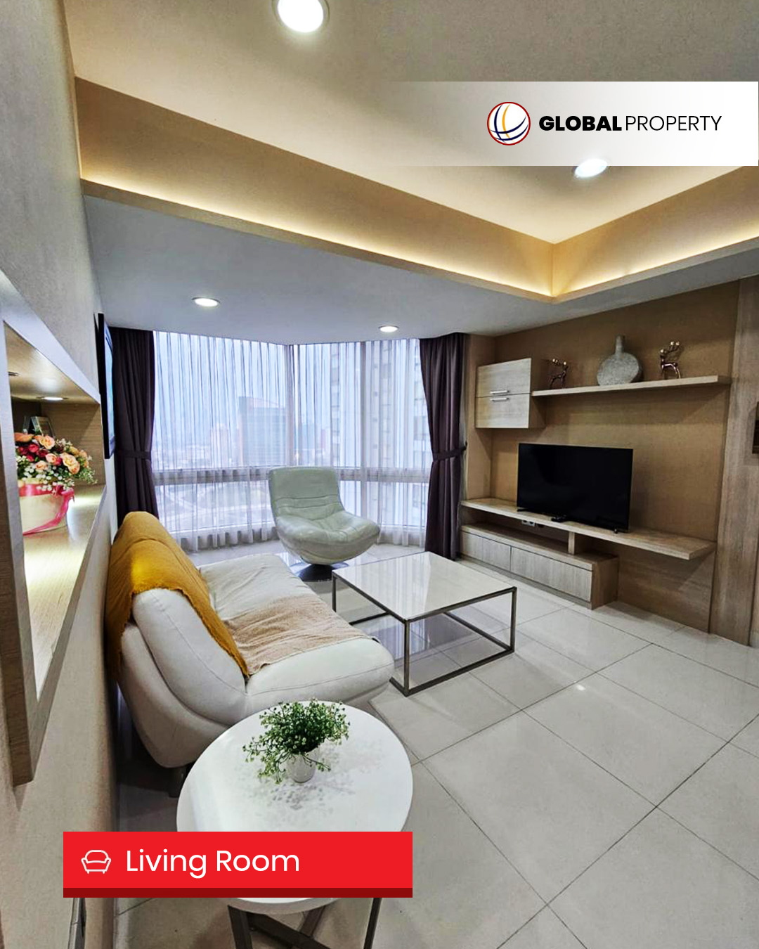living room Disewa 150jt pertahun, Taman Anggrek Condominium 2 Bedroom, Fully Furnished, Middle Floor