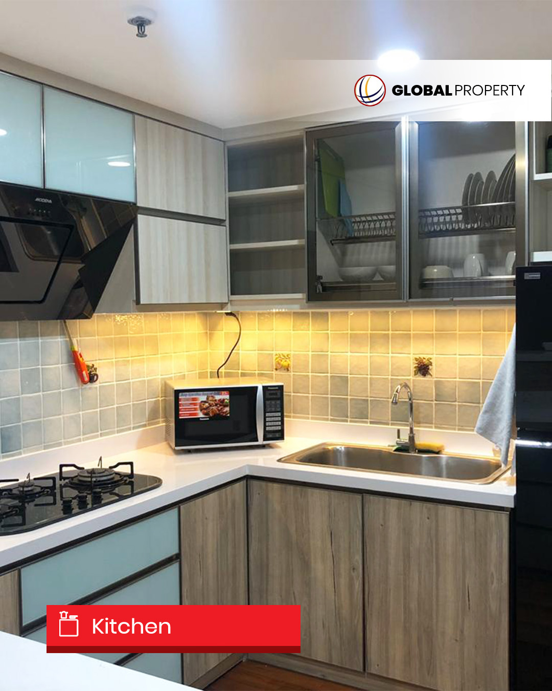 3 Kitchen set Disewa 185jt, Fully Furnished, 2 Bedroom, Low Floor, Taman Anggrek Condominium, West Jakarta