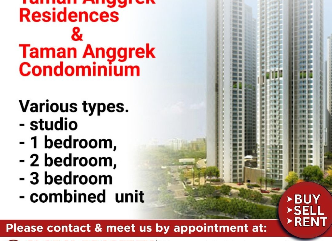 Disewa 90jt, Fully Furnished, 2 Bedroom, High Floor, Taman Anggrek Condominium