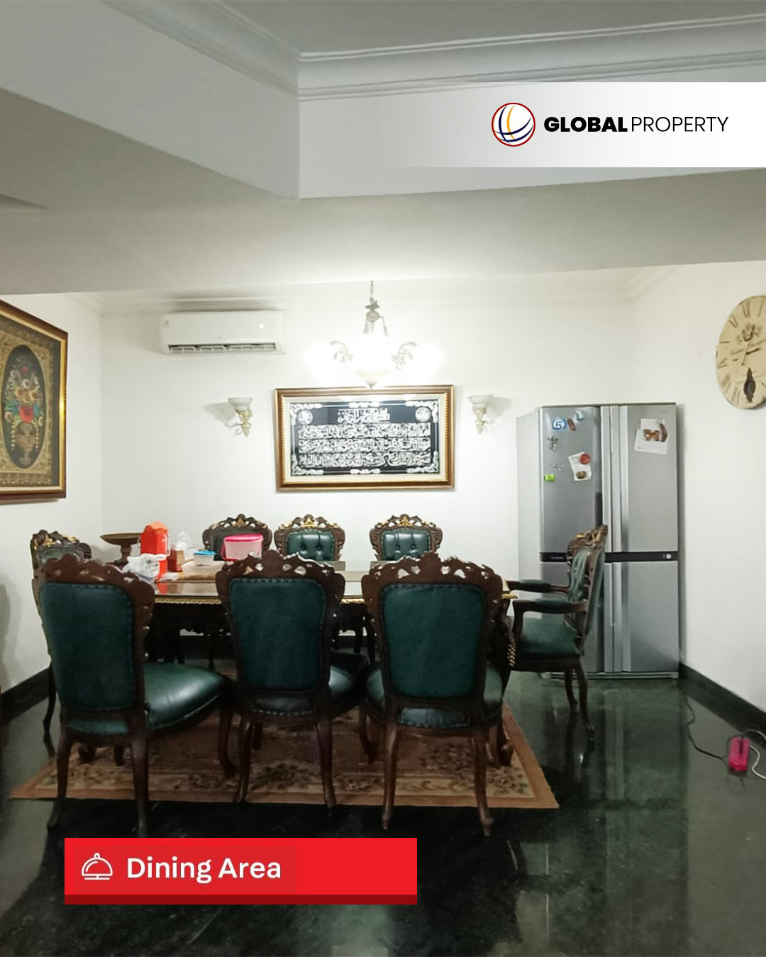 Dining Area Dijual 2.5M, Fully Furnished, 3 Bedroom, Low Floor, Taman Anggrek Condominium