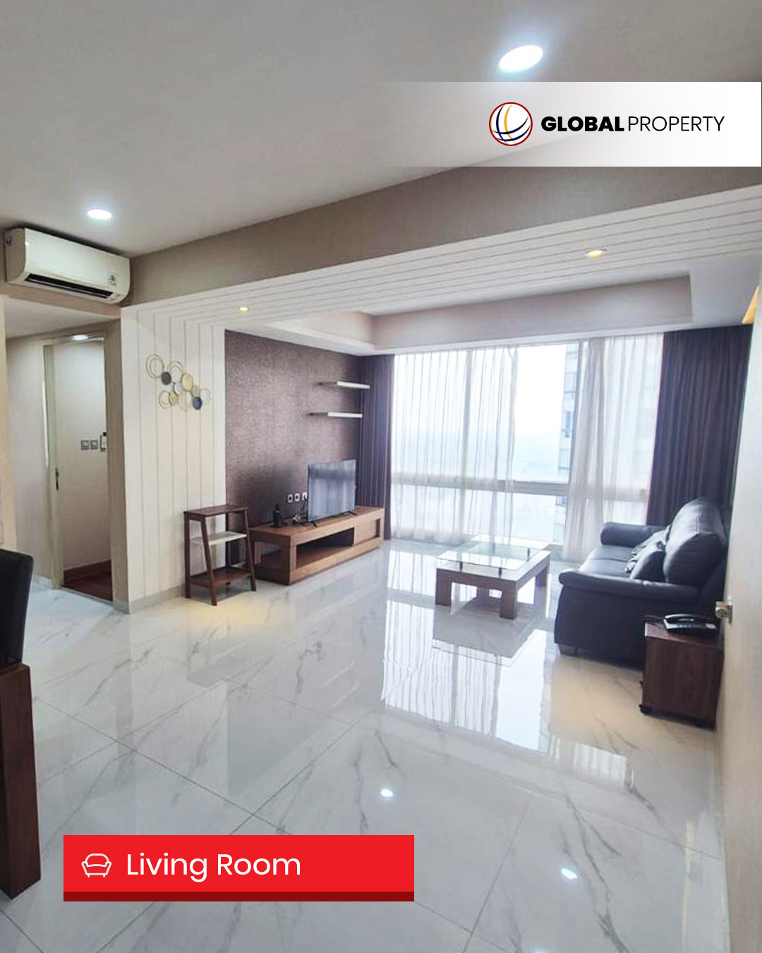 living room Disewa 146jt, Taman Anggrek Condominium, Fully Furnished, 2 Bedroom 88m2, Middle Floor